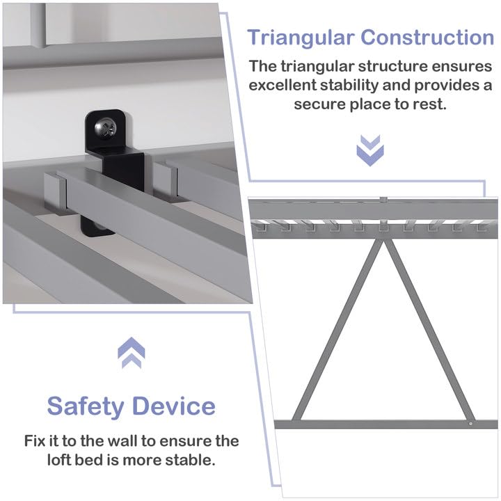 Close-up of triangular construction and anti-tipping device