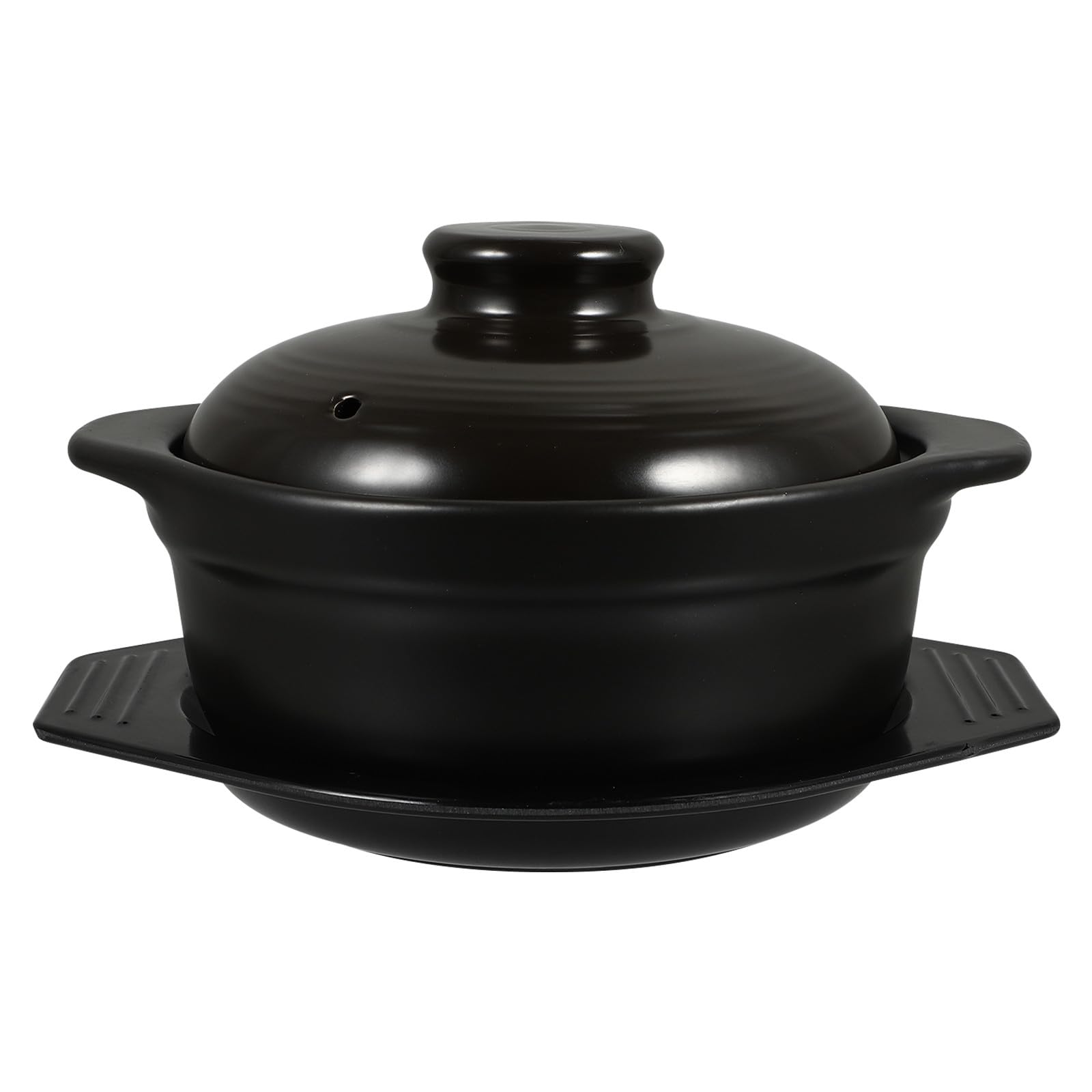 Pentola Casseruola in Ceramica Nera, con Vassoio