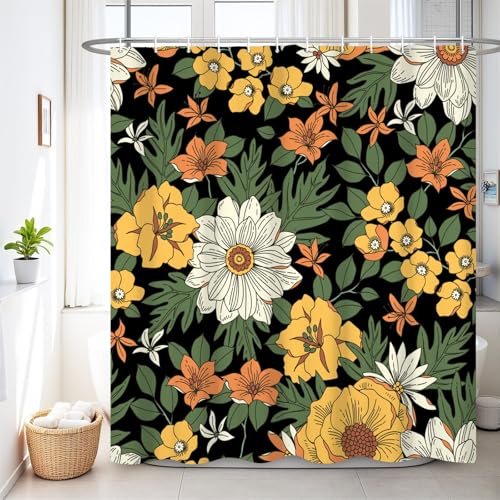 Rideau de douche style rustique vintage floral pour bain chic - 2