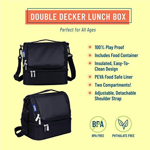 Wildkin Two Compartment Insulated Lunch Bag For Boys & Girls, Perfect For Early Elementary Lunch Box Bag, Ideal Size For Packing Hot Or Cold Snacks For School & Travel Lunch Bags (Rip-Stop Black) #TOP1