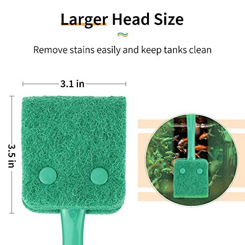 Pawfly Aquarium Algae Scraper Sponge Brush Cleaning Scrubber With 10 Inch Non-Slip Handle For Glass Fish Tanks #TOP2
