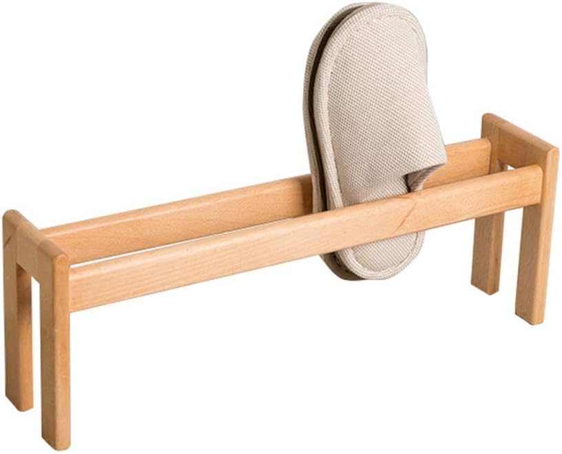 Solid Wood Shoe Rack Stackable Slippers for Bathroom Corridor Space Saving 50 X 10 X 18 Cm