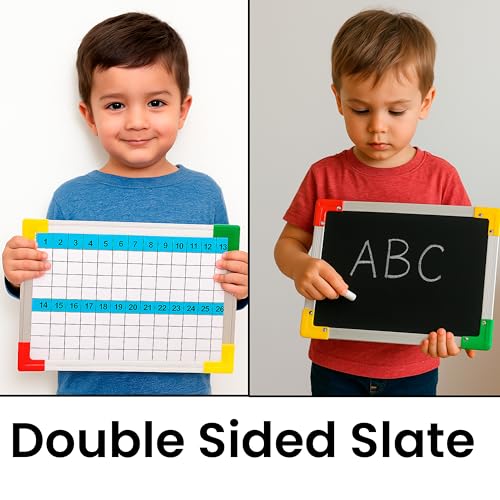 Image of DAHSHA 2 in 1 Double SidedSlate for Kids Double Side Slate Board with Colorful Aluminum (Slate 123 Version)