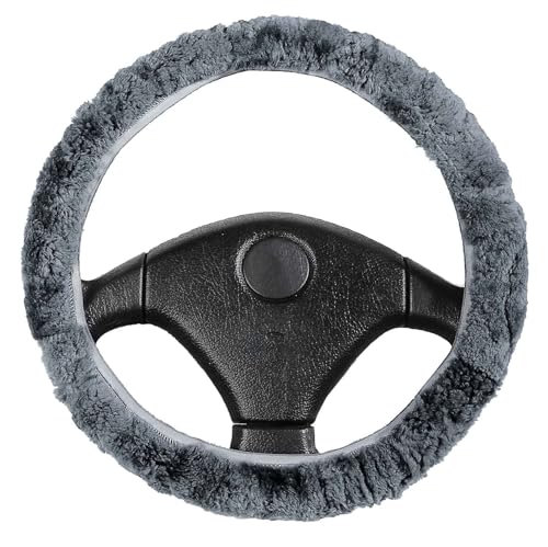 Sisha-A Lenkradbezug Aus 100% Australischem Schaffell – Flauschig Warmer, Langlebiger & Elastischer Schutz Für Lenkräder 35-42 Cm Durchmesser (Helles Rosa