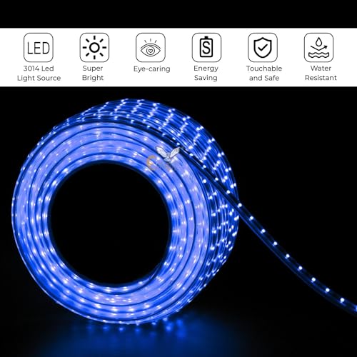 Image of Errol led Strip Lights for Home Decoration | Waterproof led Rope Lights | Energy Saving Strip Light for Room | Home Decor Lights for Diwali, Christmas, Outdoor (Blue, 4 Meter)