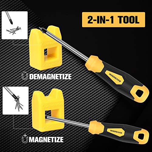 Whomass Magnetic Screwdriver Set 51 Pcs With Case And Supper Magnet, Professional Screwdriver Set Includes Slotted/Phillips/Hex/Torx/Square/Pozi Head Non-Slip For Repair Home Improvement Craft #TOP4