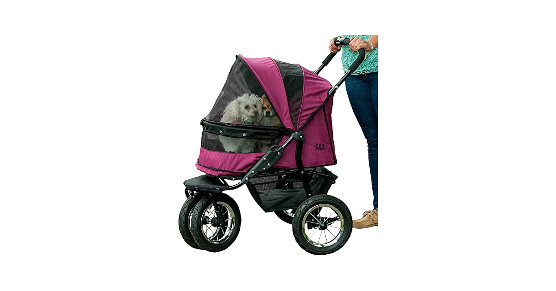 Amazon.com : Pet Gear NO-Zip Double Pet Stroller, Zipperless