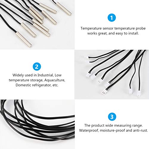 VILLCASE 10Pcs Ntc Sensor de Temperatura á  Prova D 'água Controlador de Cabo de Extensão de Temper