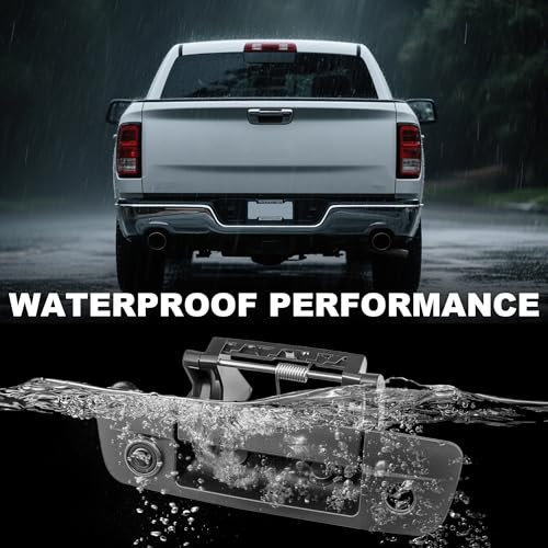 Image of PartsFlow Tailgate Handle Backup Camera Rear View Compatible with 2009-2017 Dodge Ram 1500 2500 3500 Back Up Camera RCA Connector with Key Hole