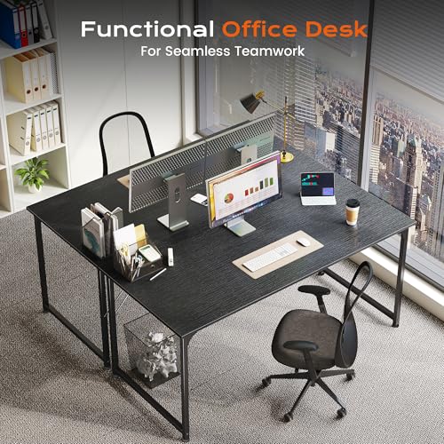 Image of PRAISUN 47 X 24 Inch Computer Desk with Deeper Desktop, Gaming Office Writing Work Desk for Home Office, Study, Bedroom, Work from Home, Metal Frame, Black
