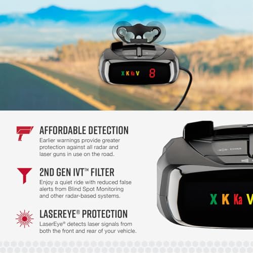 Image of Cobra RAD 380 Laser Radar Detector - Long Range Detection, LaserEye Front and Rear Detection, IVT Filtering, Adjustable Sensitivity, Digital Signal Processing, Black