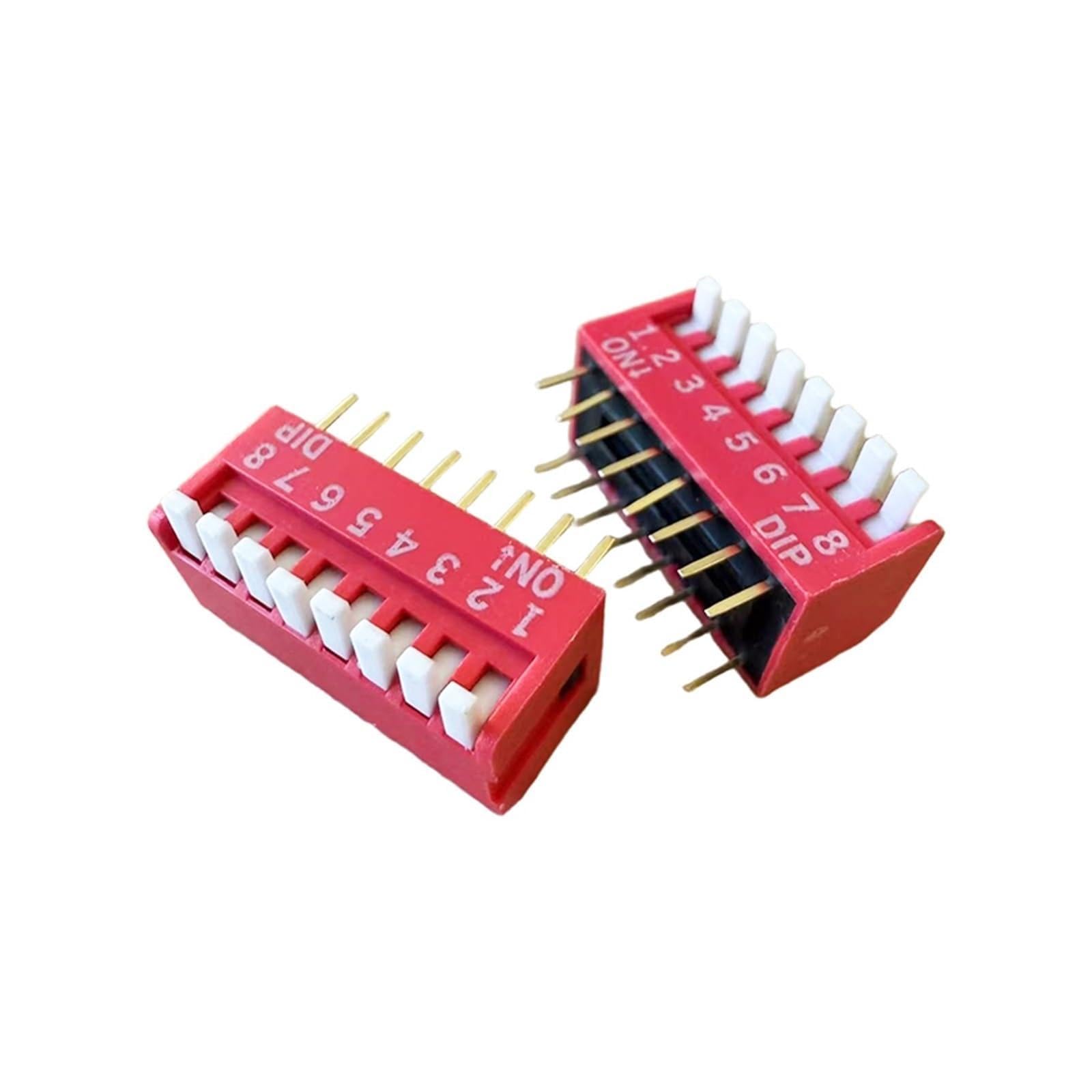 KFGWOPOYVY 10PCS Piano Type Red Toggle Switch Module Spacing 2.54MM Horizontal Side Plug DP-1/2/3/4/5/6/7/8/10 Position DIP(K090h075-DP-08)