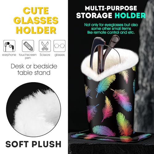 Image of Pack of 2 Plush Lined Eyeglasses Holder Stand Protective Glasses Case For Desks Or Nightstands