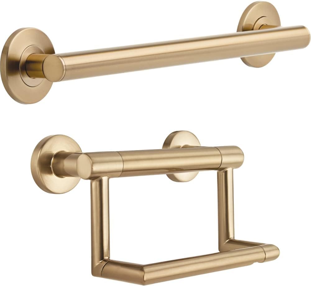 Delta Contemporary ADA 18" Decorative Grab Bar, Toilet Paper Holder with Assist Bar