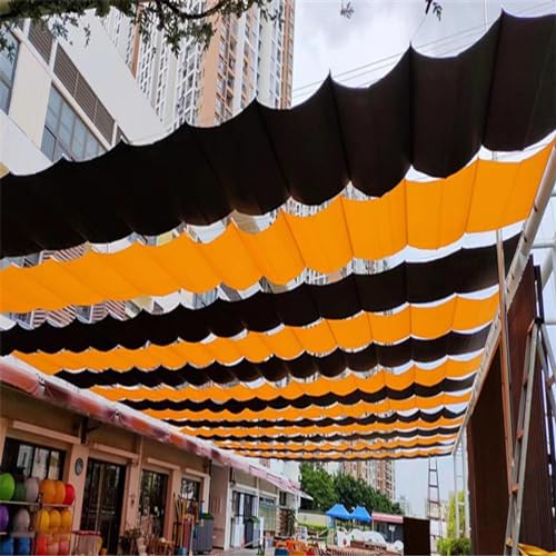 Auvent rétractable ondulé orange protection solaire et kit pergola - 3