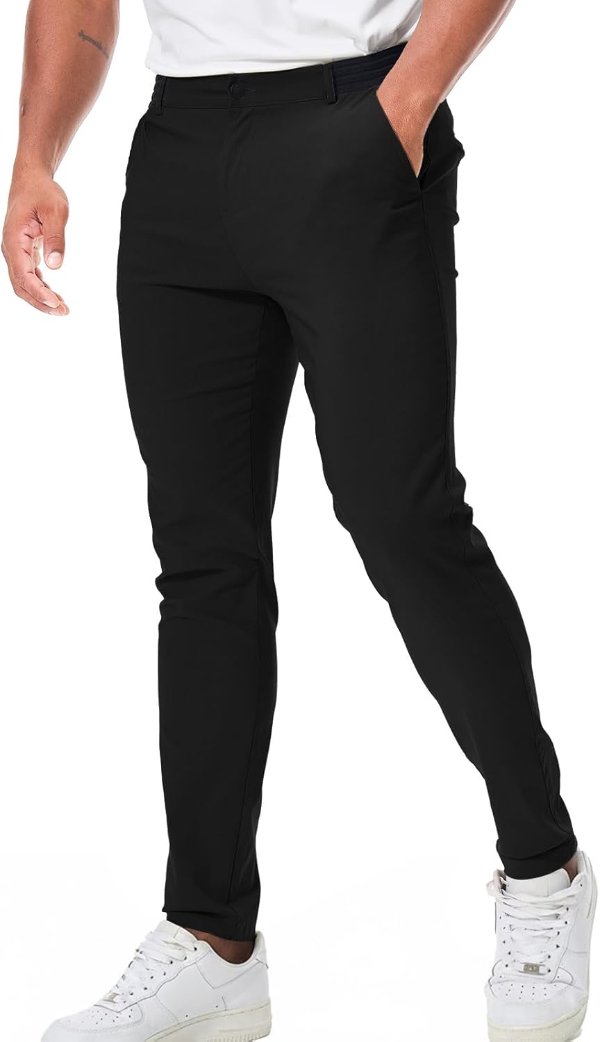 Men's Chino Casual Pants Slim Fit Skinny Tapered Cotton Dress Pants Stretch Jogger Golf Sweatpants with Pockets