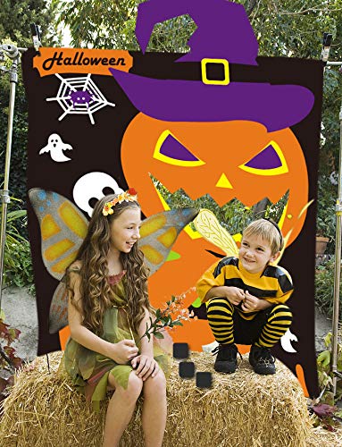 TONAK Kids Halloween Games Party Decorations Halloween Pumpkin Party Decorations for Kids Bean Bag Toss Game Black (30” X 54”) - Thumbnail 7