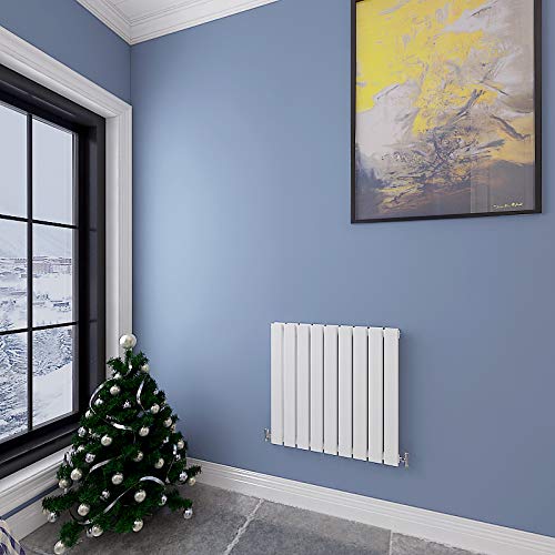 Horizontal Designer Flat Panel Radiator White 600x612mm Double Panel Central Heating