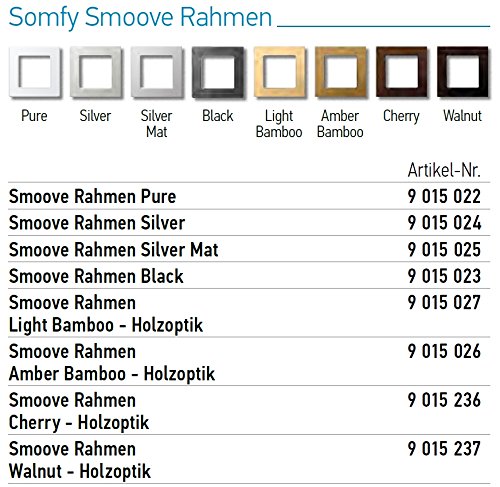 Somfy® Smart Home Funkwandsender smoove origin io pure inkl. Rahmen in verschiedenen Farben. (Smoove Origin io Pure Rahmen)