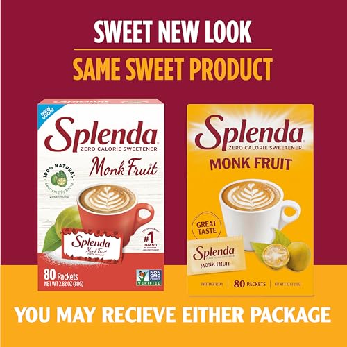 Image of SPLENDA Monk Fruit Zero Calorie Plant Based Sweetener, No Erythritol, Keto Sugar Substitute (80 Count)