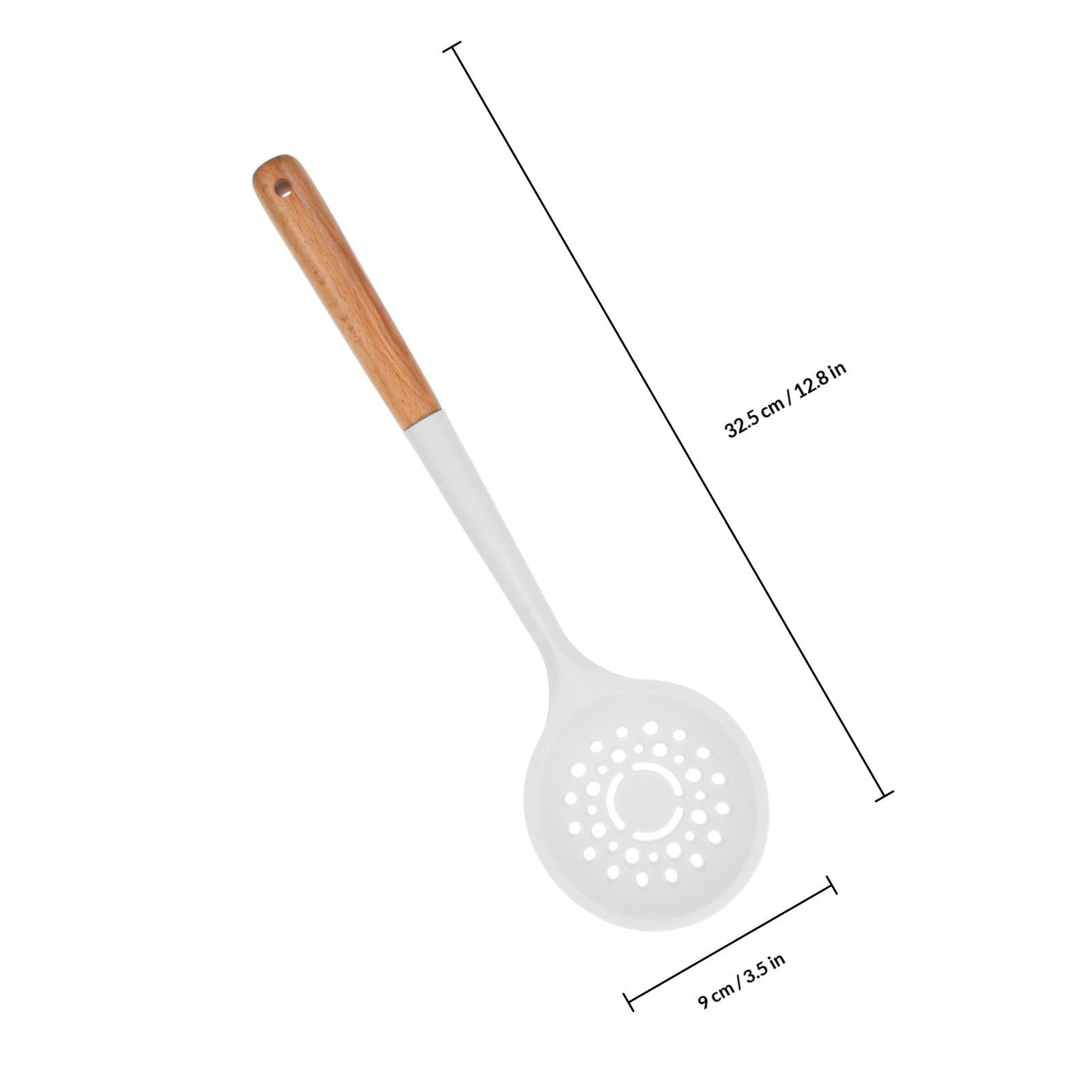 Cuchara Coladora de Silicona Mango Ergonómico y Diseño Perforado para Escurrir Pasta y Alimentos en Cocina Multiuso Resistente al Calor