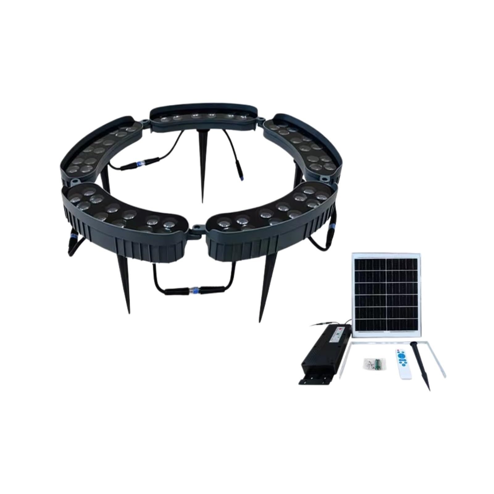 Lampa krajobrazowa LED, solarny pierścień świetlny LED na drzewa, zdalnie sterowane oświetlenie zewnętrzne do drzew, ogrodu i roślin, 5 głowic 60 W, różowe światło do dekoracji podwórka i
