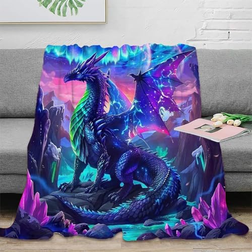 Couverture dragon 3D flanelle confortable adaptée toutes saisons - 3