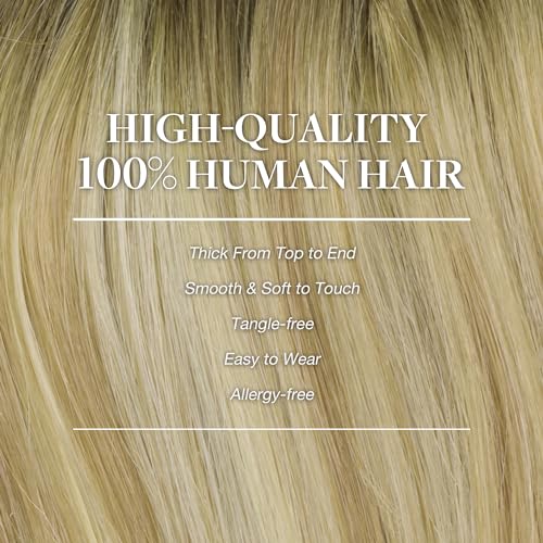 Image of GOO GOO Clip in Hair Extensions Real Human Hair, Remy Human Hair Extensions Clip ins for Women, Natural Human Hair, 16inch 120g 7Pcs, 5A /90 /16F Bahamian Balayage