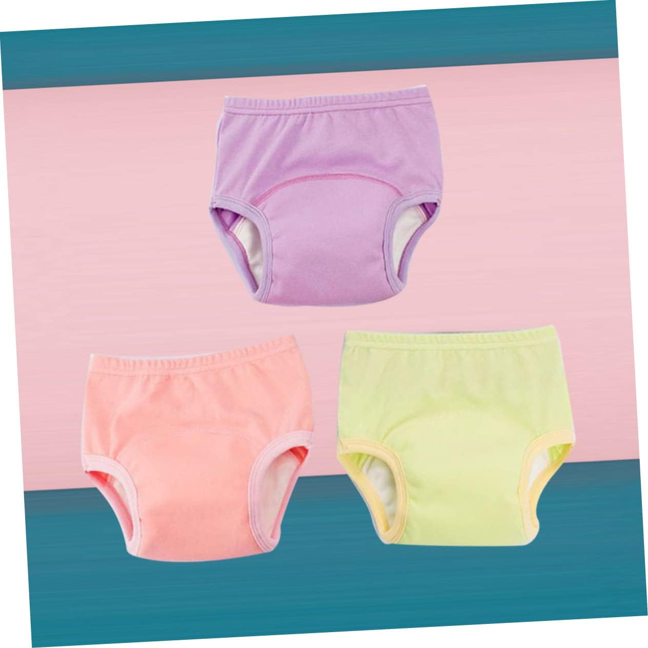 KOMBIUDA 3pcs Breathable Cotton Training Pants Leakproof Diaper Cover for Potty Training for Pink Green Purple