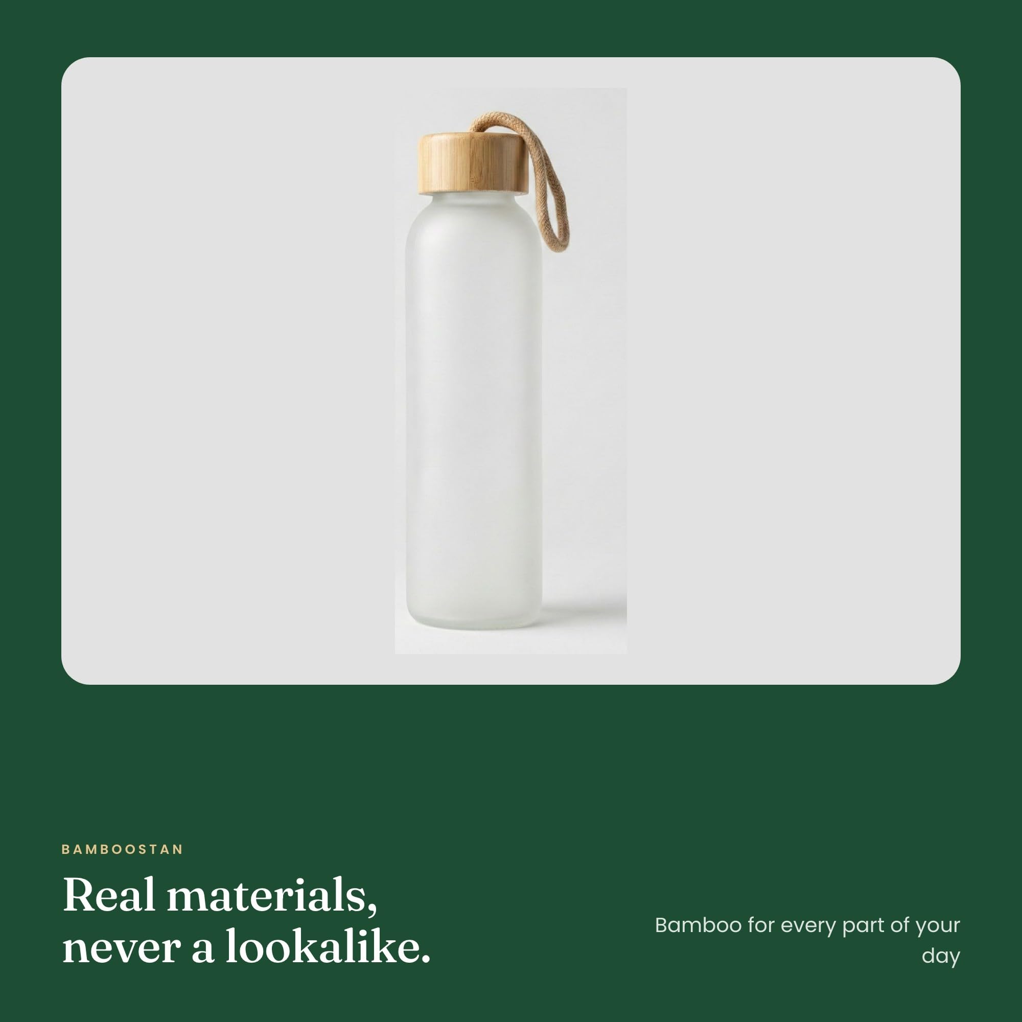 Frosted Glass Water Bottle - Bamboo Cap -7 Frosted Glass Water Bottle - Bamboo Cap -7