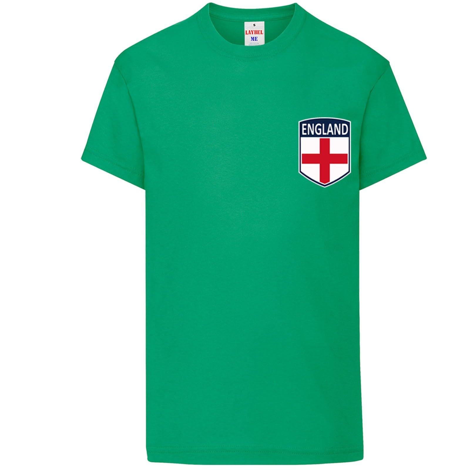 World Football 2026 England Kids Adult T Shirt Soccer Fan Graphic Unisex Top Men's England Flag Badge TEE Kelly Green