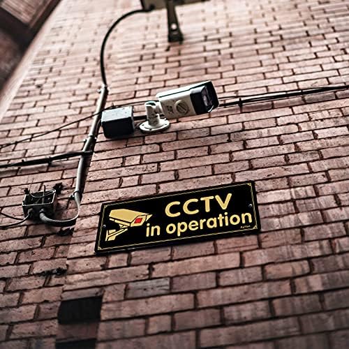 3 Pack CCTV In Operation Sign for House Window Office, 250 x 100mm Self Adhesive CCTV Stickers Reflective Aluminium Metal Signage for Car Front Door or Wall Outdoor Indoor with 2 Pre-Drill Hole