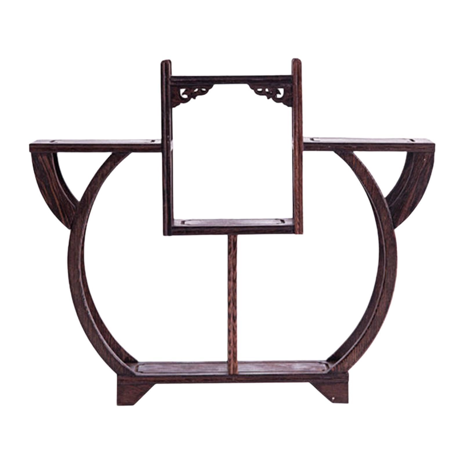 Qianly Wooden Display Stand Vase Display Shelf Curio Storage Rack Organizer for Indoor Plants , Style B