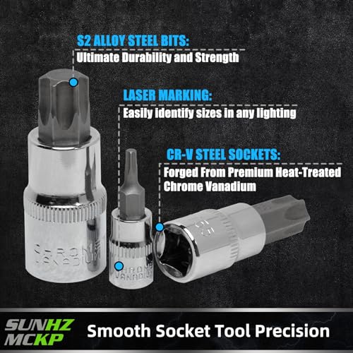 image for SUNHZMCKP 60 Piece Master Torx Bit Socket and External Torx Socket Set