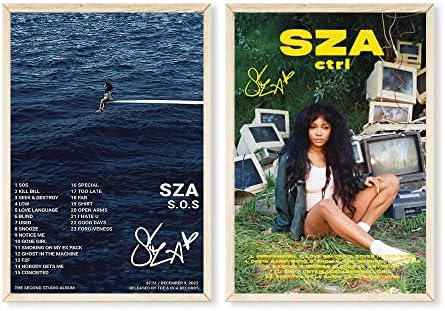 SZA Poster Home Decor Singer Music Ctrl Album SOS Cover Signed Limited Edition Canvas Wall Art Picture Print Bedroom Decorative Painting Souvenir Collection Gift (A,2P 8x12in Unframed)