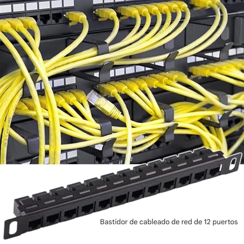 Panneau de patch 12 ports pour cable Cat5e Cat6 rackable