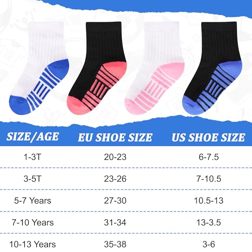 Image of 12 Pairs Boys Crew Athletic Socks, Kids Cotton Socks Ages 1-13 | Breathable mesh,75% cotton mixed material,white crew socks match all sportswear,for running, training and daily active play
