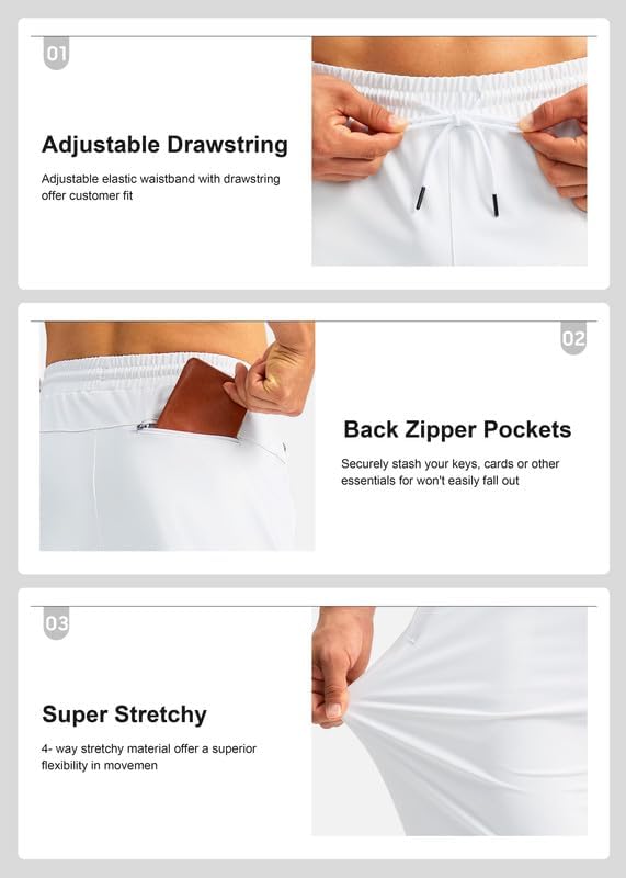 Pudolla Men's Athletic Pants with Zipper Pockets Stretch Workout Sweatpants Lightweight Running Joggers for Men - Image 5