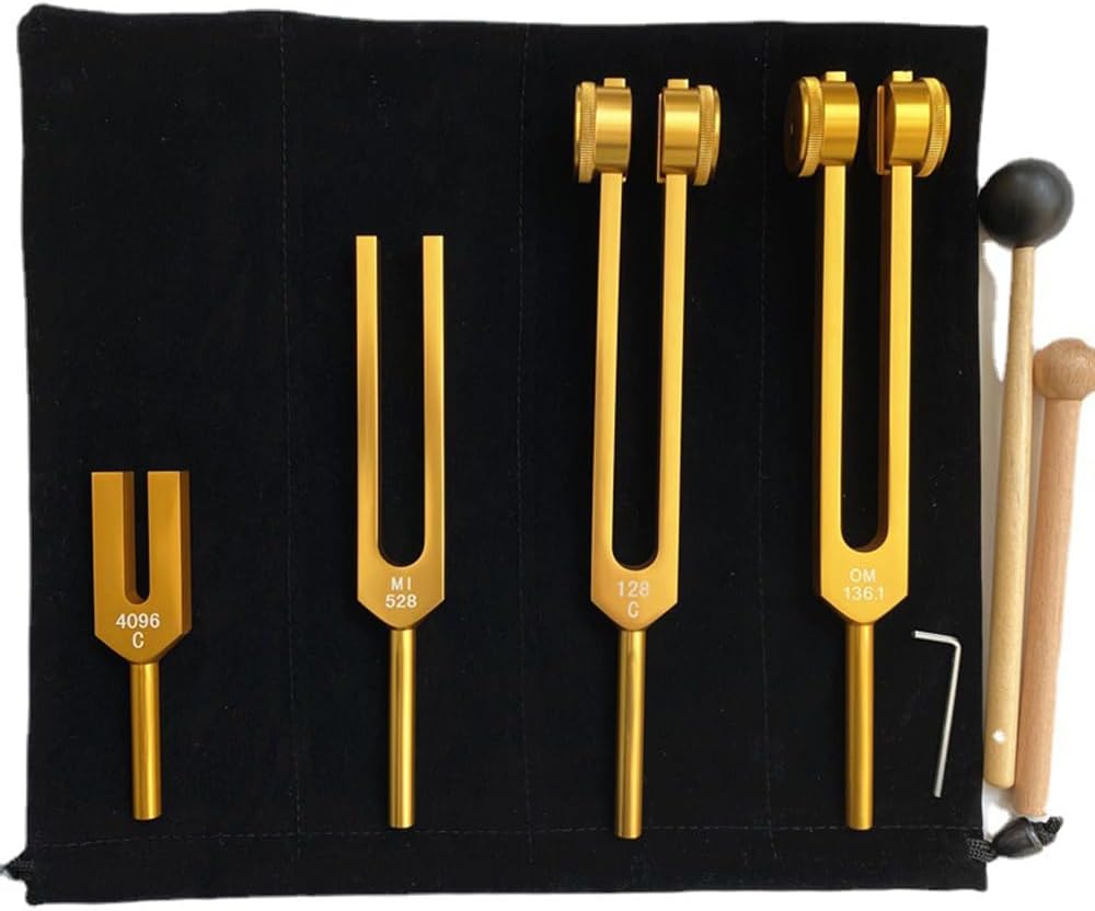 Tuning Fork Tuning Fork Neurology Set of 4 Tuning Forks 128 Hz 136.1 Hz MI 528 Hz 4096 Hz Ideal Tuning Forks for Healing Chakra Healing Sound Healing Anti-Compression.