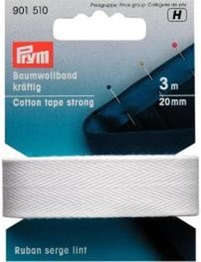Prym 20Mm Extra Strong Cotton Tape - Each White