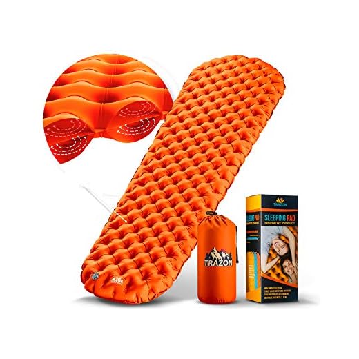 Trazon Camping Sleeping Pad - Mat, (Large), Ultralight Best Sleeping Pads for Backpacking, Hiking Air Mattress - Lightweight, Inflatable & Compact, Camp Sleep Pad