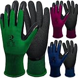3 Pairs Superior Grip Garden Gloves, High Performance Breathable Work Gloves, Dexterity Latex Fully Coating Durable, High Visibility Machine Washable for General Purpose Use - Medium