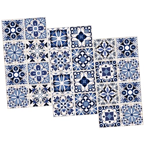 POPETPOP 24 piezas Pegatinas Azulejos Vintage Autoadhesivas Impermeables y Antiaceite para Cocina Baño y Pared Reutilizables y Resistentes la Decoloración