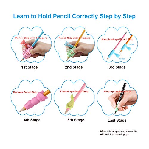 Aderência para lápis para crianças Aderência de lápis para escrita, para crianças, 6 estágios, ferra