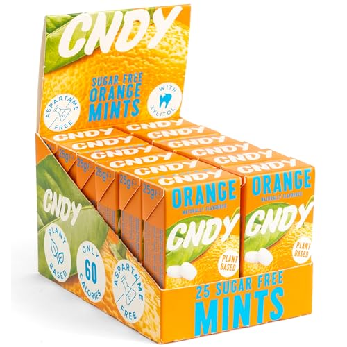 CNDY Mentas De Xilitol Sin Azúcar y Limón | 280 g, 280 piezas | 100% Xilitol, Sin Aspartamo, Bajo En Calorías, Vegano, Sabor Natural (Caja De 7 x 40 g)