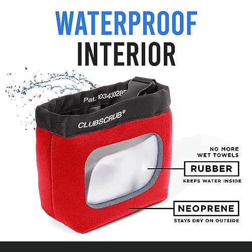 Image of Club Scrub Golf Club and Golf Ball Cleaning Bag, Waterproof Clean Face Technology Liner, Detachable Clip, Machine Washable, Cleans Club Grooves, Dry Exterior (Neoprene or Microfiber Option Available)