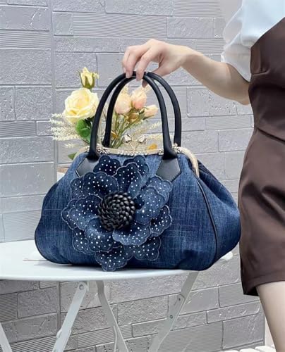 Bolso Tote de mezclilla con cierre romántico para mujer miniatura 3