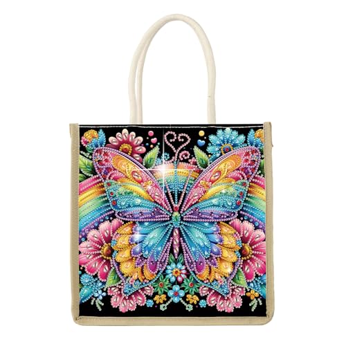 POETRYDRAW Diamond Art Painting Shopping Bag Diamond Tote Handbag Partial Drill (Butterfly)