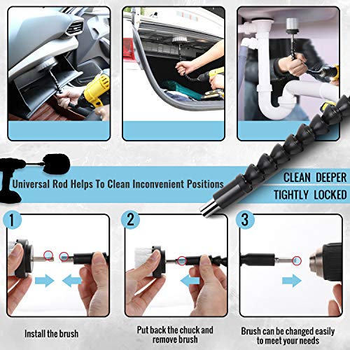 HIWARE 16 Pcs Drill Brush Car Detailing Kit Car Polishing & Buffing