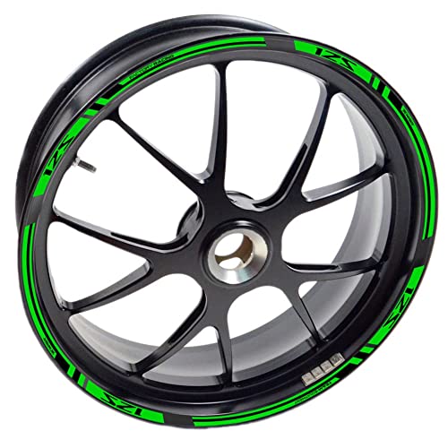Pegatina Z125 Moto para 2 llanta Z 125 Ninja KX H2 Eliminator BN Rueda Cintas Adhesivo Vinilo (Verde Oscuro Fluorescente) Cover